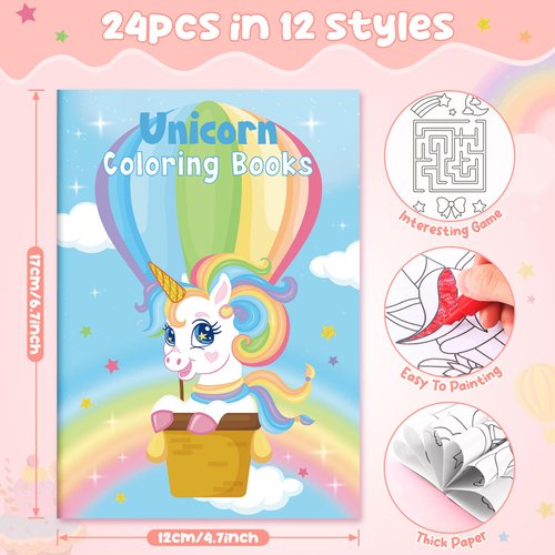 24 Pcs Unicorn Mini Coloring Books Bulk Party Favors For Kids Rainbow Party Drawing Book For Girls Unicorn Birthday Party Goodie Bag Gift Stuffer Kindergarten Classroom Activity Filler Supplies