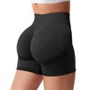 YEOREO Women High Waist Workout Yoga Gym Smile Contour Seamless Cycling Shorts Black M