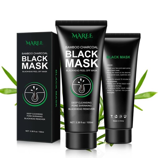MAREE Blackhead Remover Mask, Peel Off Black Mask for Men and Women, Purifying Charcoal Face Mask for Deep Cleansing Blackheads, Dirt, Pores, Excess Oil (3.38 fl. oz)