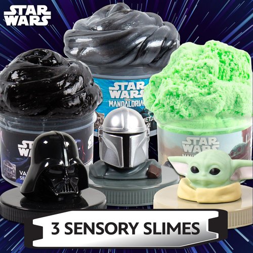 Official STAR WARS Slime, 3-Pack Galaxy Slime Kit, Includes Darth Vader, The Mandalorian, Grogu, Perfect for Goodie Bags, Desk Toys, Star Wars Merch, Star Wars Toys, Bulk Party Favors for Kids 8-12