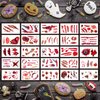 XIYOKA 30 Sheets 220+ PCS Halloween Fake Scars Tattoos Temporary Zombie Makeup Kit, Realistic Halloween Face Stitch Scar Makeup Tattoos Stickers Masquerade Prank Makeup Props