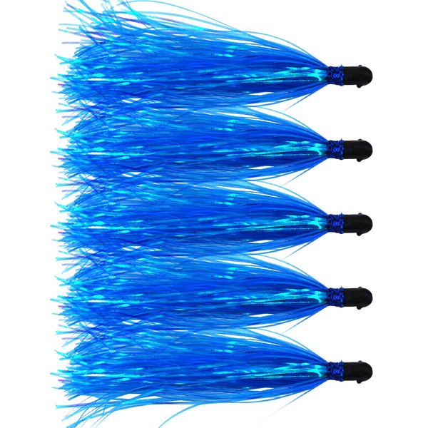 Alive Witch Lure Bait Fishing Lure Bullet Head 0.35 Ounce with Mylar Flash Skirted Hair 5pcs/lot (Blue)