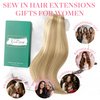 GOO GOO Sew in Hair Extensions Real Human Hair, Weft Hair Extensions Human Hair, 16/22 Light Blonde Highlighted Golden Blonde 18 Inch-100g, Weft Bundles Straight Silky Remy Hair