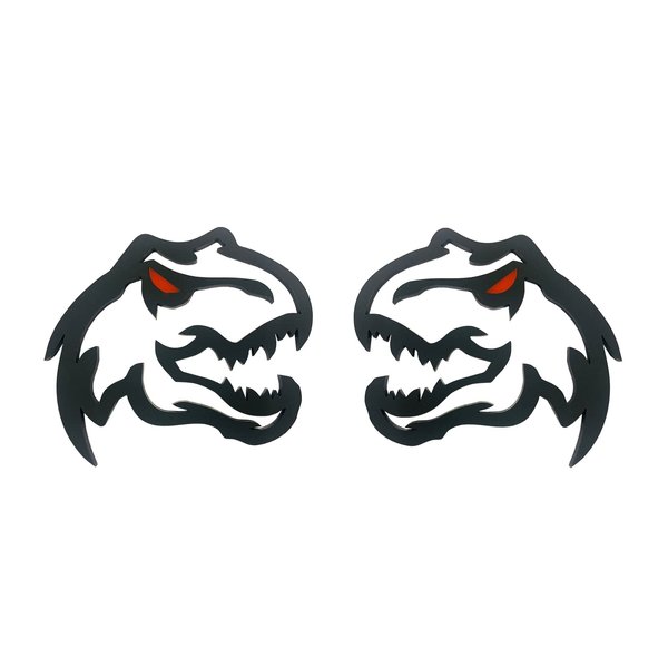 A Pair Matte Black Redeye Dinosaur Emblem for RAM TRX 1500 2500 3500 Charger Challenger