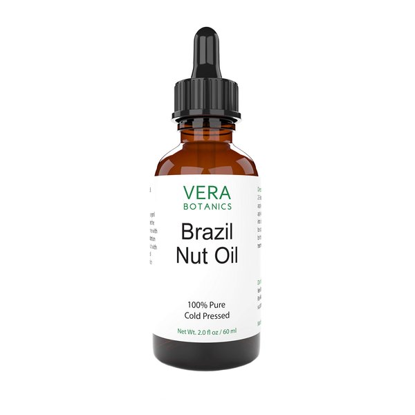 Vera Botanics BRAZIL NUT OIL 100% Pure & Natural, Unrefined, Cold-Pressed For Face, Dry Skin, Nails, Lips, Body & Hair - Reduce Hair Breakage, Even Out Skin Tone, Therapeutic Massage