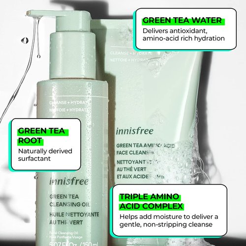 innisfree Green Tea Hydrating Cleansing Oil: Antioxidant, Amino Acid Rich, Hydration, Non-Stripping