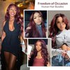 MOMOSHERO 99j Dark Burgundy Body Wave Human Hair 3 Bundles, 10A Sew In Wavy Weave Bundles Chic Dark Burgundy Color 100% Brazilian Virgin Remy Human Hair Soft Glossy #99j Red Wine Color 12 14 16 Inch