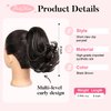 Flufymooz Ponytail Extension, 8 inch Short Claw Ponytail Extension Wavy Curly Jaw Clip in Pony tails Hair Extension Natural Synthetic Hairpiece for Women (Black Brown)