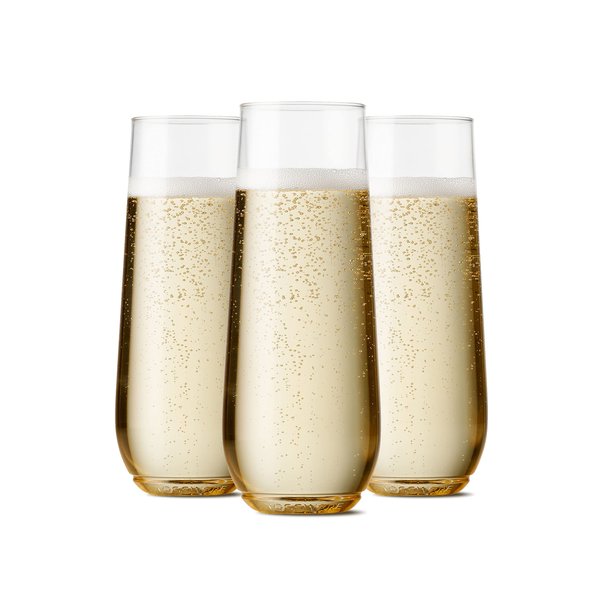 TOSSWARE POP 9oz Flute, Premium Quality, Recyclable, Unbreakable & Crystal Clear Plastic Champagne Glasses,Flute , 12 Count (Pack of 1)