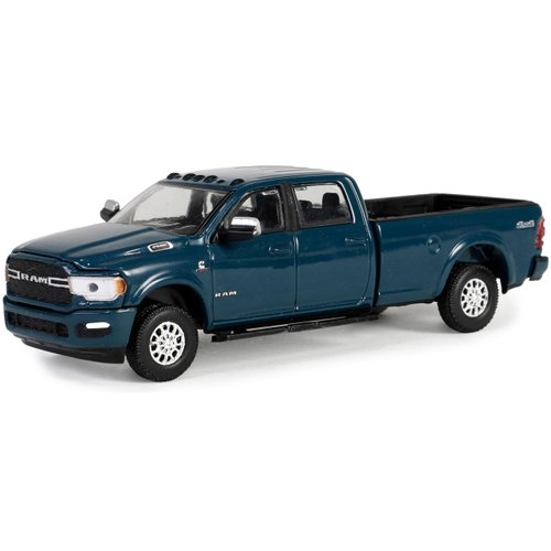 Collectibles 2023 2500 Bighorn Crew Cab 4x4 Pickup Truck Patriot Blue Metallic Showroom Floor Series 5 1/64 Diecast Model Car by Greenlight 68050A