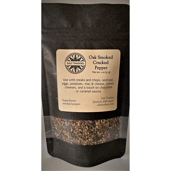 SALT TRADERS Oak Smoked Cracked Black Peppercorns - 2 oz Net Wt.