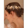 Denifery Flower Bride Wedding Hair Vine with Combs Gold Leaf Bridal Headband Opal Rhinestones Hair Breath Accessories for Women and Girls