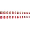CEWEWP Short Press on Nails Square French Tip Fake Nails Full Cover Pink White Flower False Nails with Designs Glossy Glue on Nails Spring Summer Acrylic Nails Artificial Nails for Women Girls 24Pcs