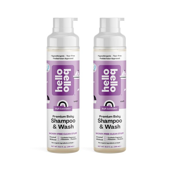 Hello Bello Extra Gentle Shampoo & Body Wash I Tear Free, Hypoallergenic and Pediatrician Tested Plant Based Formula for Babies and Kids I Lavender Scent I 20 FL Oz (2 Packs of 10oz)
