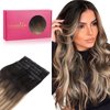 WENNALIFE Genius Seamless Clip in Hair Extensions Human Hair 130g 7pcs 18 Inch Ultra Invisible 50% Thinner Seamless Hair Extensions Clip In Dark Brown to Chestnut Brown and Dirty Blonde Highlighted