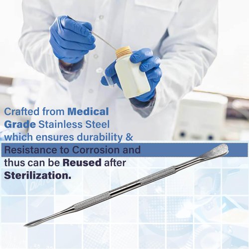 A2Z Lab Spatula Rounded & Pointed Ends - Stainless Steel Sampling Filling Spatula Mixing Transfering Spatula for Cosmetic Lab Handling Cream, Gel, Powder- Laboratory Supplies for Experiments