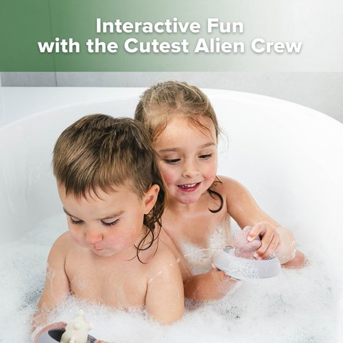 Haakaa Alien Explorers Baby Bath Toys, Food Grade Silicone Toddler Squirt Water Toys for Bathtubs/Swimming Pools/Beaches, Detachable Mold Free Floating Tub Toys for Kids Ages 1-3 (Nova+Jupiter)