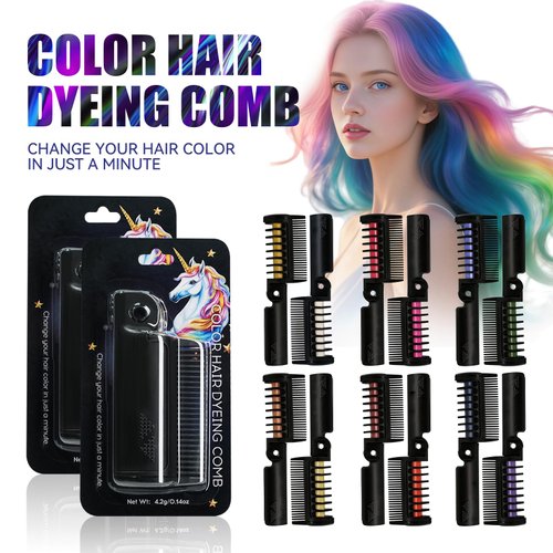BEUKING Disposable Folding Hair Dye Comb, Highly Pigmented Easy to Dye, Quick Cover Concealer for Hair Make Up (#01 Grey)