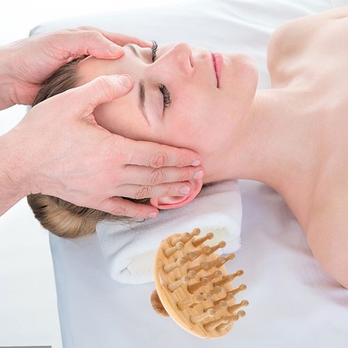 GLEAVI Wooden Massage Comb Wide Tooth Hair Brush Shampoo Brush Wet and Dry Hair Scalp Care Brush Round Tip Scalp Massager Comb Guasha Tool for Dandruff Removal Hair Growth