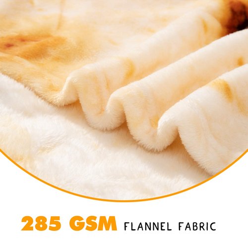CASOFU Burritos Tortilla Throw Blanket, Double Sided Giant Flour Novelty Throw for Your Family, 285 GSM Soft and Comfortable Flannel Taco Blanket.(Beige, 60 inches)