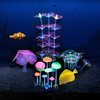 Lpraer 4 Pack Glow Aquarium Decorations Coral Reef Glowing Mushroom Anemone Simulation Glow Plant Glowing Effect Silicone for Fish Tank Decorations