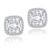 CZ Stud Earrings, Halo Stud Earrings for Women YOMELA White Gold 10MM Square Cubic Zirconia Stud Earrings Hypoallergenic for Women