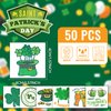 EMOME 50 Sheets Glitter Shamrock Tattoos Stickers, Individually Wrapped Glitter Irish Tattoo Stickers St Patricks Day Decorations Accessories, Glitter Temporary Tattoos for Kids St. Patrick's Day