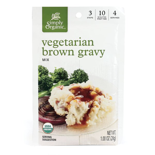 Simply Organic Vegetarian Brown Gravy Mix, 1 Ounce 12 Pack, Certified Organic, Gluten-Free Vegan Gravy Seasoning, Kosher