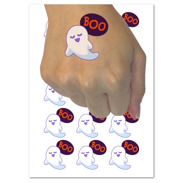 Sweet Ghost Boo Halloween Temporary Tattoo Water Resistant Fake Body Art Set Collection - 15 2" Tattoos (1 Sheet)