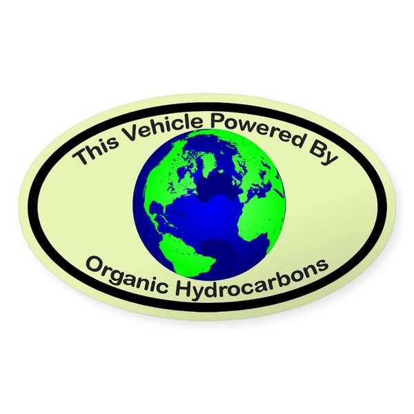 CafePress Vehicle Powered by Organic Hydrocarbons Sticker Oval Car Bumper Sticker