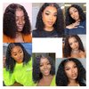 Bob Wigs Human Hair Culry Wave Bob wigs 13×4×1TPart 180% Density 12Inch Lace Frontal Wigs Human Hair Natural Black Color Curly Wave Short Bob Wigs Human Hair with Natural Hairline for Black Women