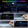 Car Led Strip Lights,Interior Lights,Ambient Lighting Kit With RGB 16 Million Colors Fiber Optics&Music Sync Rhythm,USB Neon Light Accessories for Center Console&Dashboard,Upgraded Version