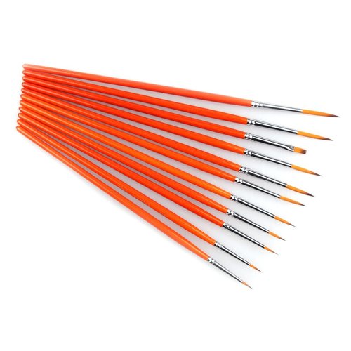 Small Enamel Paint Brushes Set - 11 Pieces Detail Painting Kit for Artists, Model, Miniature, Acrylic and Watercolor Paint Red