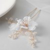 SWEETV 3Pcs Bridal Hair Pins White Flower Bride Hair Pieces Wedding Hair Side Combs Floral Headpieces Accessories Fall Beach Clip for Brides Bridesmaids Women Girls