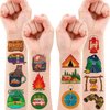 107 PCS Fire Camp Camping Temporary Tattoos Sticker Camping Birthday Party Decorations Favors Supplies Decor Gifts Boys Girls Baby Shower Men Women Cute Fake Tattoo School Prizes Carnival Themed