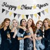 Glitter Happy New Year 2025 Banner Decorations New Years Eve Banner New Years Eve Party Supplies 2025 Happy New Year Sign for Happy New Year Decorations NYE Party Supplies Decorations 2025 Black