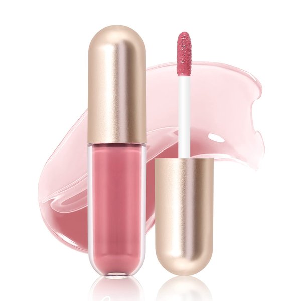 KISSIO Plumping Lip gloss,Glossy and Cool,Make Lips Plump and Moisturizing,Lip Gloss contains Peppermint and Beeswax,Cruelty Free,0.19 oz.(02#Fig tea)
