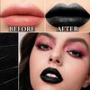 WENJLYJ 2Pcs Lip Liner and Lipstick Set,Black Liquid Lipstick and Lipliner Set,Matte Lipstick Lip Stain Long Lasting Waterproof Velvet Black Lip Gloss Set for Halloween Cosplay Gothic Makeup