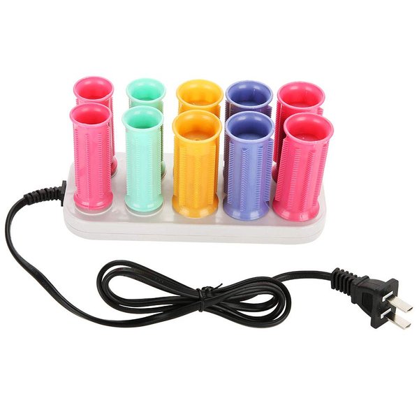 Ymiko Hot Rollers, Instant Heat Compact Hot Rollers for Medium Hair, Professional Electric Heated Roller Curling Roll Hair Tube, Hair Styling Tool, Includes 10 Piece Rollers and 5 Clips, Multicolor