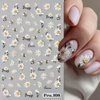 5pcs Embossed Daisy Nail Stickers Micro-carving Flower Nail Stickers Small Daisies Pink Butterfly Flower Nail Decals for Nail Art Supplies Daisy Flowers Nail Art Stickers Floral Stickers for Nails DIY