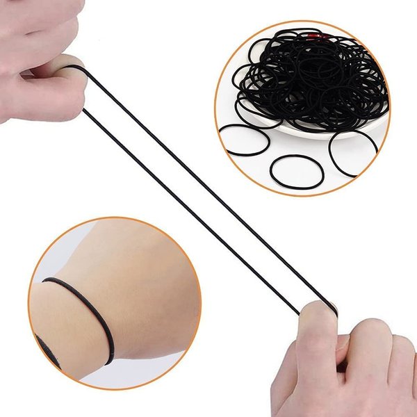 100 Pieces Black Hair Ties for Thick and Curly Hair Ponytail Holders Hair Elastic Band for Women or Men