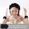 SuPoo 4pcs Face Wash Headband and Wristband Set Black Sponge Makeup Headband Puffy Skincare Headband Terry Cloth Spa Headband Cute Wrist Towels Hair Band for Washing Face Accessory with Claw Clips
