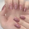 ELEVENAIL Medium Squoval Glossy Press on Nails Pure Milk Tea Red Pink False Nails Salon Manicure Reusable Short Christmas Fake Nails Tips Faux Ongles Fingernails for Daily Office Home