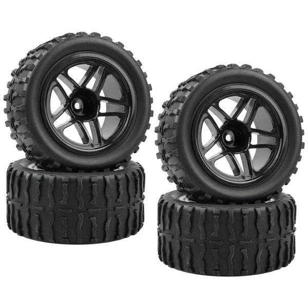 Acekeeps 4P 1/10 RC Monster Truck Tires and 5-Spoke Solid Wheels 12mm Hex OD 118mm for Traxxas Hoss Stampede Rustler HSP HPI Redcat Hosim RC Off-Road Car