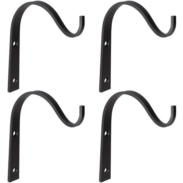 Mkono 4 Pack Iron Wall Hooks for Hanging Plant Lanterns, Plant Hanger Fence Metal Bracket for Bird Feeders, Wind Chimes, Mason Jar Sconces, Light Outdoor Indoor Rustic Home Decor, 6 Inch
