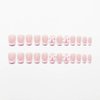 White French Tip Press on Nails Short Square Pink Gradient with 3D Butterfly Pearl Decoration False Nails Cute Fake Nails Glue on Nails Full Cover French Manicure Stick on Nails for Women Girl 24Pcs