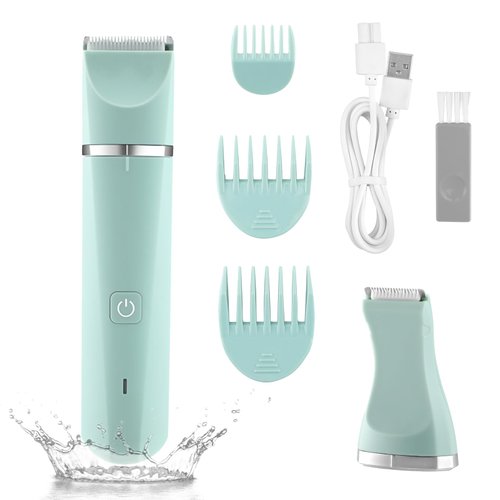 Electric Razor for Women Bikini Trimmer Rechargeable Electric Shaver for Legs Arms Pubic Body Hair Trimmer for Men and Women Hair Removal with Snap-In Ceramic Blades IP7X Washable Head,Wet and Dry Use