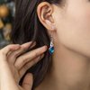 Aneneiceera Bohemia Sapphire Drop Earrings Blue Crystal Dangle Hook Earrings Long Cz Blue Rhinestone Earrings Bridal Sapphire Earrings Jewelry for Women and Teen Girls Gifts
