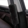 ROYAGO Soft Genuine Sheepskin Wool Auto Seat Belt Cover Seatbelt Shoulder Pad for a More Comfortable Driving, Compatible with All Cars(Black)