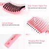 Hair Brush,URTHEONE Detangling Hairbrush Boar Bristle Curved Vented Hair Brush for Women Men Kids Curly Thick Long Short Wet or Dry Hair, Faster Blow Drying(2Pack, Black&Pink)